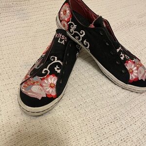 kitson LA Black Floral Sneakers